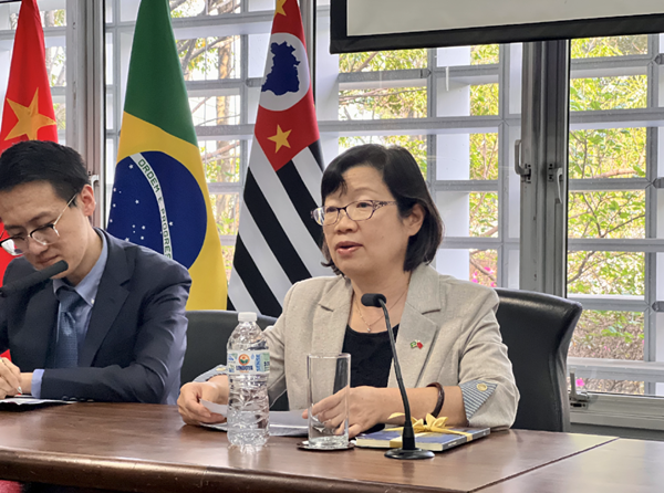 中國駐圣保羅總領事陳佩潔致辭。中國駐圣保羅總領館供圖