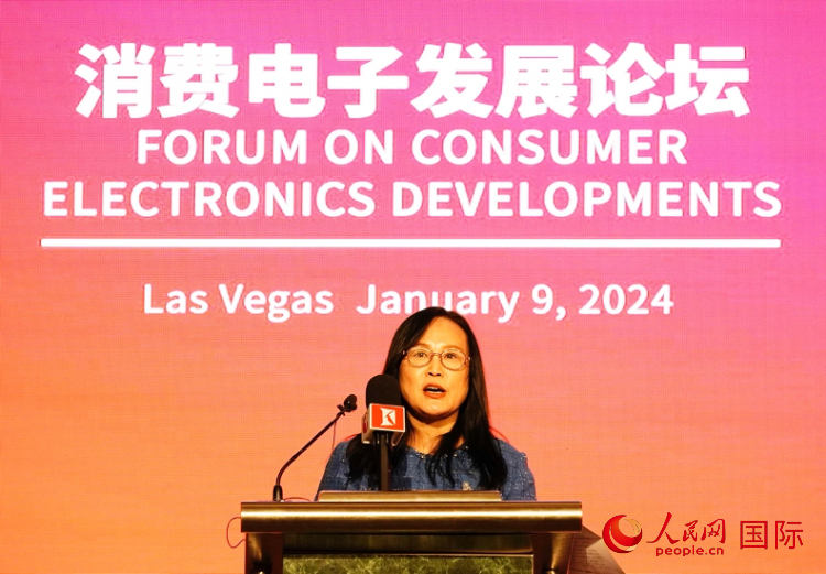 中國機(jī)電產(chǎn)品進(jìn)出口商會副會長劉春致辭。人民網(wǎng)記者 鄧圩攝