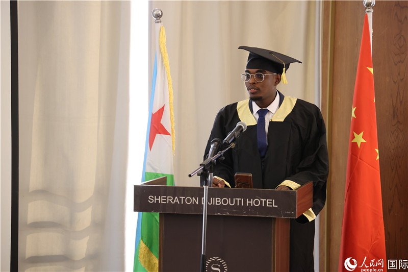吉布提魯班工坊2023屆畢業(yè)生代表發(fā)言。人民網(wǎng)記者 張志文攝