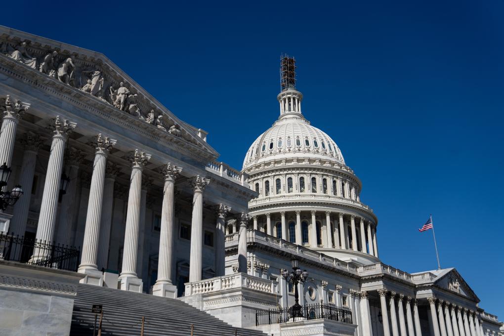 圖為2023年10月11日在美國首都華盛頓拍攝的國會大廈。新華社記者 劉杰 攝