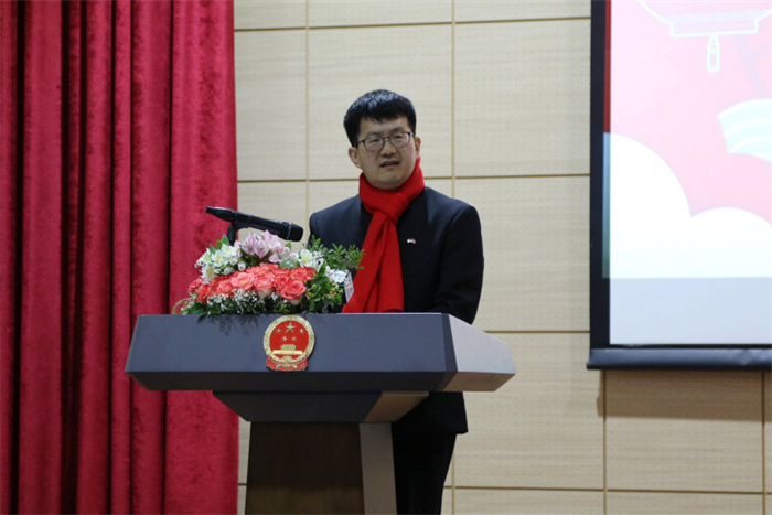 中國駐阿爾及利亞大使李健致辭。中國駐阿爾及利亞大使館供圖