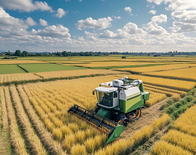 河南省信陽市羅山縣水稻種植戶抓住有利天氣搶收水稻。黃錢錢攝