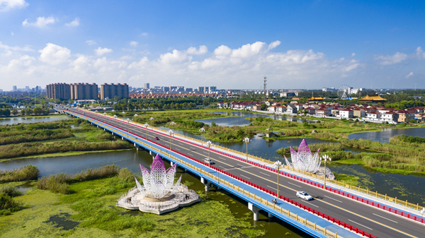 從興化城區(qū)長安路延伸至菜花大道的“千垛美路”。周社根攝